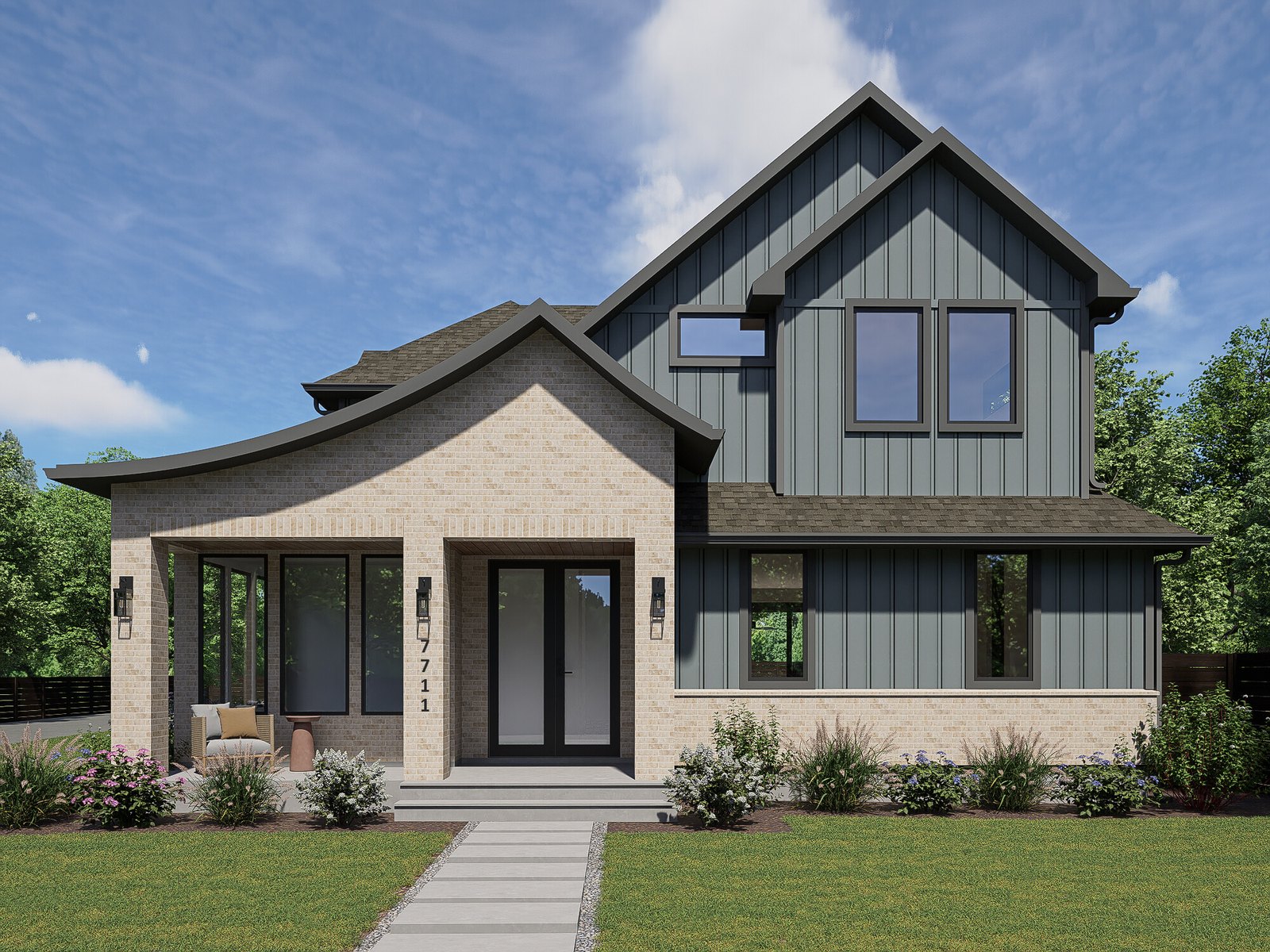 7711 Hardy Ave — Front Elevation Rendering