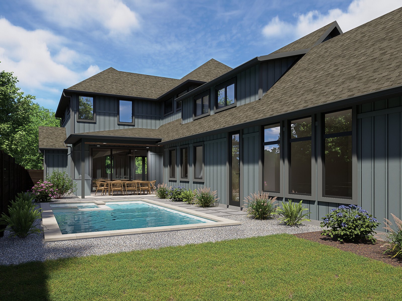 7711 Hardy Ave — Rear with Pool